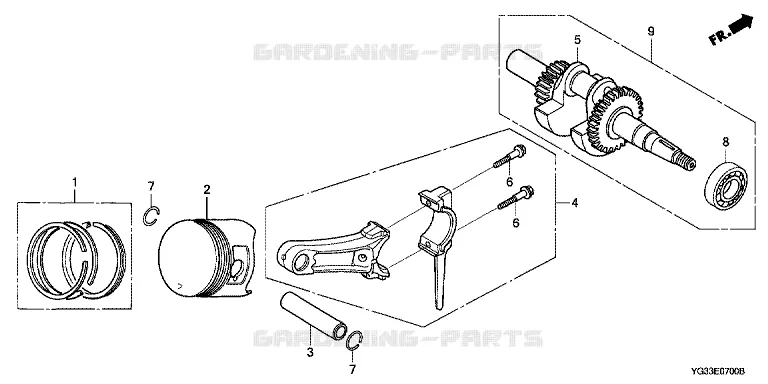 PISTON / CONNECTING ROD / CRANKSHAFT Honda jardin WATER PUMPS WB WB20XT2  WB20XT2-GCBNT