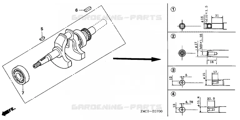 CRANKSHAFT Honda jardin ENGINES GXH GXH50U  GXH50U-GCAFK