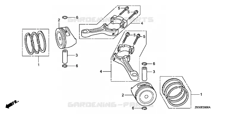 PISTON - CONNECTING ROD Honda jardin ENGINES GXV GXV520U  GXV520U-GJACK